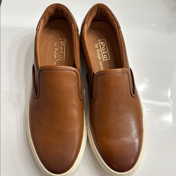 Polo Ralph Lauren Other - Polo by Ralph Lauren Brown Leather Loafer Slip Ons Men’s Size 7